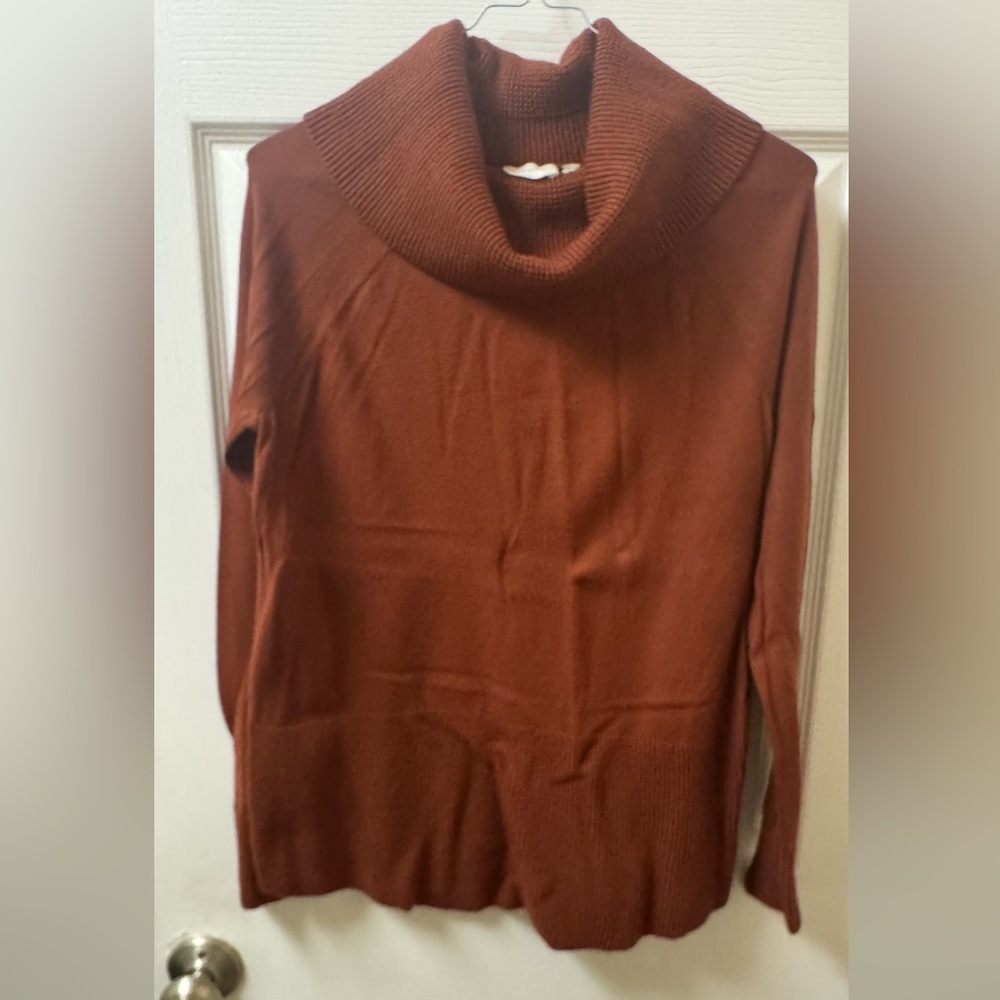 Cyrus Women's Cowl Neck Sweater in Warm Rust